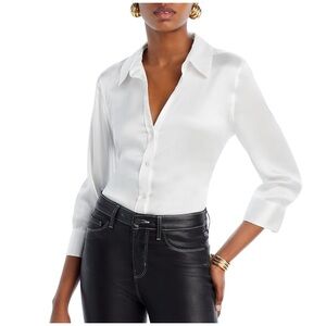 L’AGENCE Dani Silk Charmeuse Blouse – Ivory | Size Small
